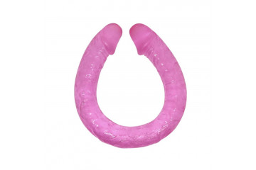 Розовый двухсторонний фаллоимитатор - 48,5 см.