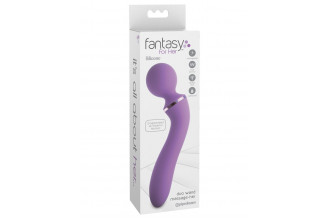 Фиолетовый двусторонний вибростимулятор Duo Wand Massage-Her - 19,6 см.