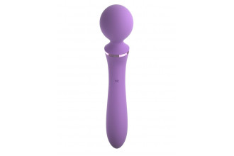 Фиолетовый двусторонний вибростимулятор Duo Wand Massage-Her - 19,6 см.