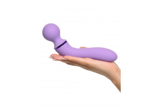 Фиолетовый двусторонний вибростимулятор Duo Wand Massage-Her - 19,6 см.