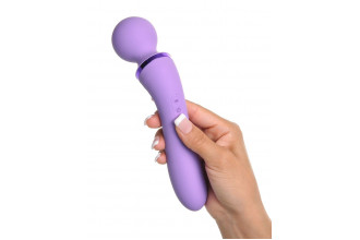 Фиолетовый двусторонний вибростимулятор Duo Wand Massage-Her - 19,6 см.