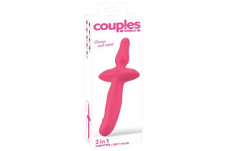 Розовый двусторонний вибратор 2in1 Vibrator & Butt Plug