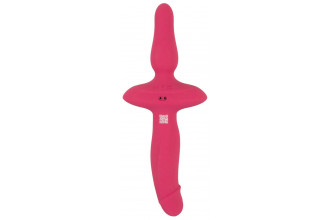 Розовый двусторонний вибратор 2in1 Vibrator & Butt Plug