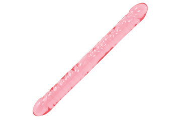 Розовый двухголовый фаллоимитатор Crystal Jellies - 45,7 см.