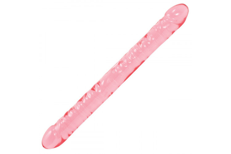 Розовый двухголовый фаллоимитатор Crystal Jellies - 45,7 см.