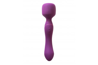 Фиолетовый двусторонний вибромассажер Heating Wand с нагревом - 22 см.