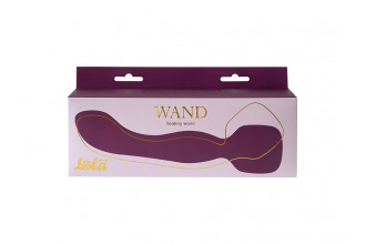 Фиолетовый двусторонний вибромассажер Heating Wand с нагревом - 22 см.