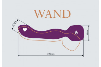 Фиолетовый двусторонний вибромассажер Heating Wand с нагревом - 22 см.