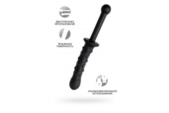 Черный двусторонний фаллоимитатор из силикона - 24,5 см.