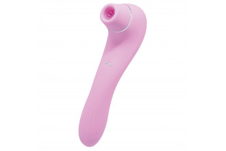 Розовый стимулятор Smoooch Clitoral Suction & Vibration - 18,6 см.