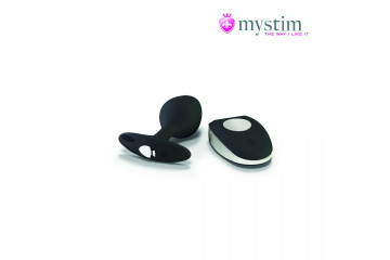 Черная пробка Mystim Rocking Vibe S с возможностью подключения к электростимулятору - 9,7 см.