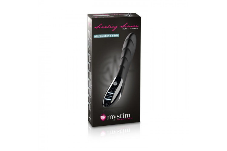 Вибратор с электростимуляцией Sizzling Simon Black Edition - 27 см.