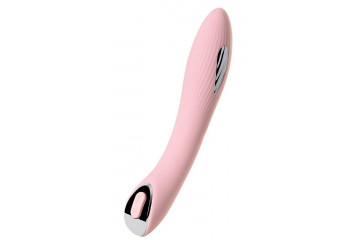 Розовый силиконовый вибратор с электростимуляцией TESLA G-POINT - 21 см.