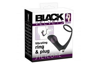 Черное эрекционное кольцо с анальной вибропробкой Vibrating Ring & Plug