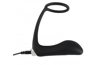 Черное эрекционное кольцо с анальной вибропробкой Vibrating Ring & Plug