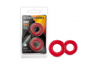 Набор из 2 красных эрекционных колец Stay Hard Donut Rings