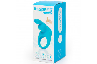 Голубое эрекционное виброкольцо Happy Rabbit Rechargeable Rabbit Cock Ring