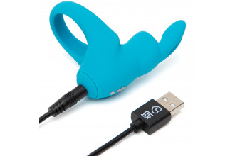 Голубое эрекционное виброкольцо Happy Rabbit Rechargeable Rabbit Cock Ring