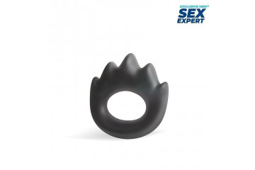 Черное эрекционное кольцо в форме пламени