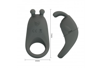 Серое эрекционное кольцо с вибрацией Master Ring