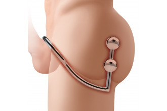 Кольцо на пенис с анальным стимулятором Two Bead Stainless Steel Anal Hook & Cock Ring