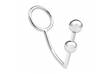 Кольцо на пенис с анальным стимулятором Two Bead Stainless Steel Anal Hook & Cock Ring