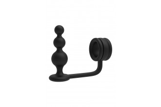 Черное эрекционное кольцо с анальной елочкой Cockring With Beaded Anal Plug Черное эрекционное кольцо с анальной елочкой Cockring With Beaded Anal Plug