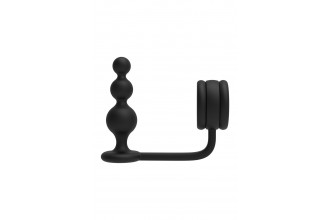 Черное эрекционное кольцо с анальной елочкой Cockring With Beaded Anal Plug Черное эрекционное кольцо с анальной елочкой Cockring With Beaded Anal Plug