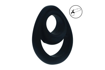 Черное эрекционное кольцо Double Ergo Silicone Cockring