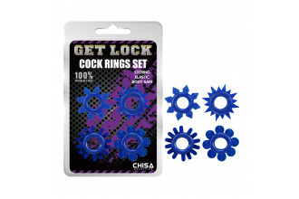 Набор из 4 синих колец Get Lock