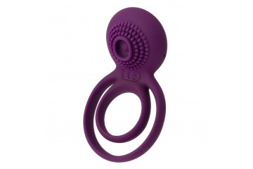 Фиолетовое эрекционное виброкольцо Tammy с подхватом мошонки