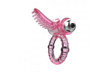 Эрекционное кольцо с вибростимулятором клитора в форме язычка