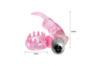 Розовое эрекционное виброкольцо с клиторальным зайчиком Love Rabbit Ring