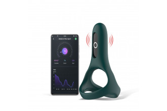 Изумрудное виброкольцо Magic Motion Rise с подхватом мошонки