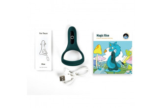 Изумрудное виброкольцо Magic Motion Rise с подхватом мошонки