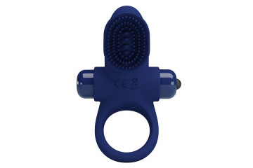 Синее эрекционное виброкольцо в клиторальной щеточкой