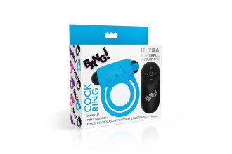 Голубое эрекционное виброкольцо 28X Remote Control Vibrating Cock Ring & Bullet