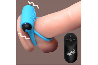 Голубое эрекционное виброкольцо 28X Remote Control Vibrating Cock Ring & Bullet