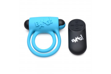 Голубое эрекционное виброкольцо 28X Remote Control Vibrating Cock Ring & Bullet