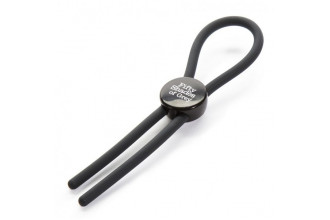 Тёмно-серое эрекционное кольцо с зажимом Again and Again Adjustable Cock Ring