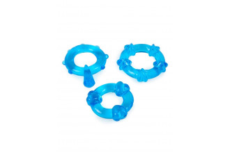Набор из 3 синих эрекционных колец с различным рельефом