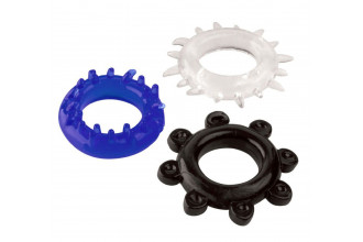 Набор из 3 эрекционных колец разного цвета и рельефа