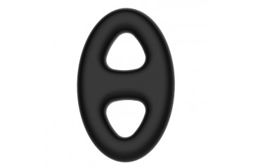 Чёрное эрекционное кольцо с петлёй для мошонки