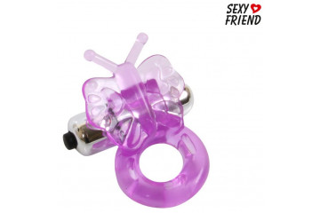 Фиолетовое эрекционное виброкольцо-бабочка