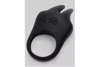 Черное эрекционное виброкольцо Sensation Rechargeable Vibrating Rabbit Love Ring