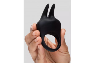 Черное эрекционное виброкольцо Sensation Rechargeable Vibrating Rabbit Love Ring