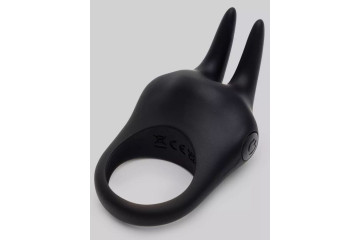 Черное эрекционное виброкольцо Sensation Rechargeable Vibrating Rabbit Love Ring