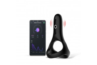 Черное виброкольцо Magic Motion Rise с подхватом мошонки