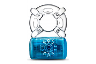 Синее эрекционное виброкольцо Pleaser Rechargeable C-Ring