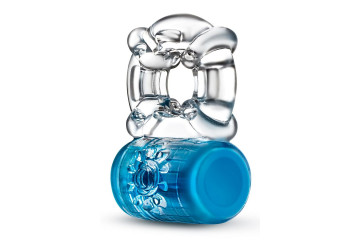 Синее эрекционное виброкольцо Pleaser Rechargeable C-Ring